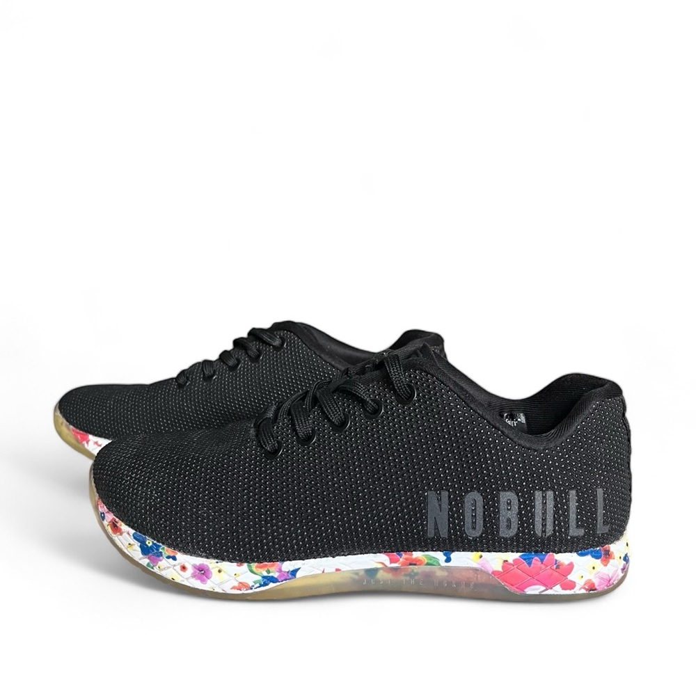 NOBULL Superfabric Low Trainer Shoes Black Floral Mens Size 8 Womens Size 9.5